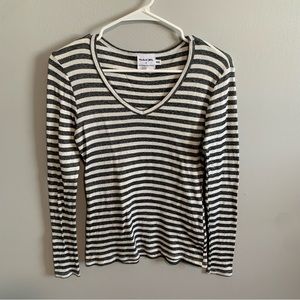 Michael Stars for Anthropologie Long Sleeve Black & Cream Top- XS/S